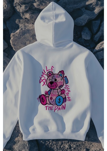 Oyuncak Ayı Baskılı Oversize Kapüşonlu Sweatshirt fiyatları