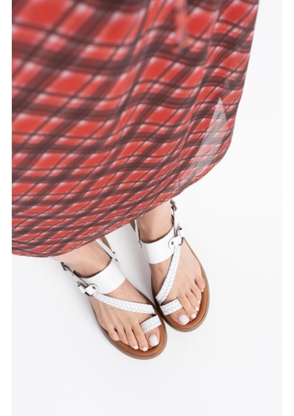 Likya Beyaz Hakiki Deri Sandalet fırsatları