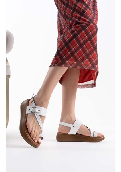 Likya Beyaz Hakiki Deri Sandalet indirimleri