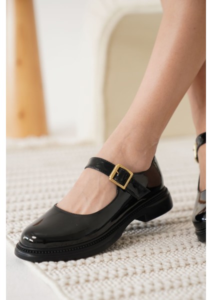 Briana Siyah Rugan Toka Detaylı Mary Jane Ayakkabı modelleri