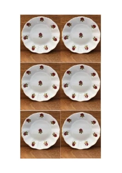 Porselen Çay Tabak Kırmızı Gül 6 'lı 869PKRMZCK127912.6P