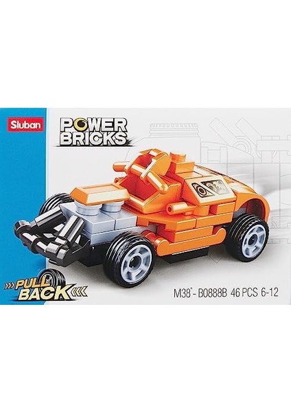 Power Bricks Turuncu Spor Araba Yapım Seti, 46 Parça