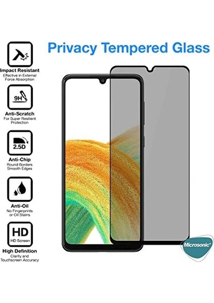 Galaxy A33 5g Privacy 5d Gizlilik Filtreli Cam Ekran Koruyucu Siyah