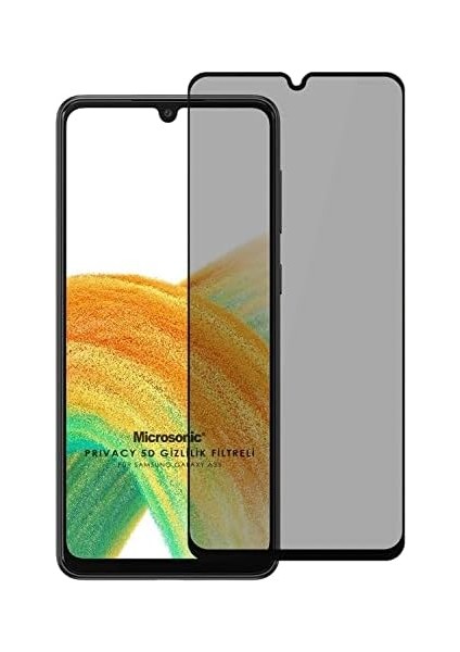Galaxy A33 5g Privacy 5d Gizlilik Filtreli Cam Ekran Koruyucu Siyah modelleri