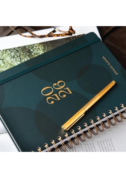 2026 Spiralli Günlük Ajanda 12 Aylık - 17X24 cm Koyu Yeşil