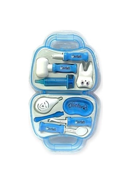 Oyunsal Çantalı Oyuncak Dişçi Seti Kaliteli Plastik Malzemeli Diş Doktoru Seti Mavi Renk