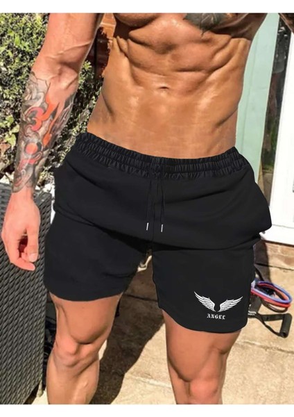 Angel Kanat Baskılı Erkek Şort Rahat & Şık Tasarım