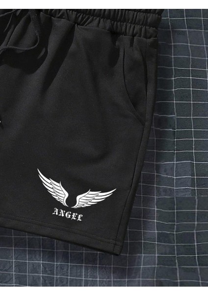 Angel Kanat Baskılı Erkek Şort Rahat & Şık Tasarım indirimleri