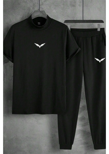 Erkek Oversize Şort Eşofman Ikili Kartal Baskı Detaylı Takım modelleri