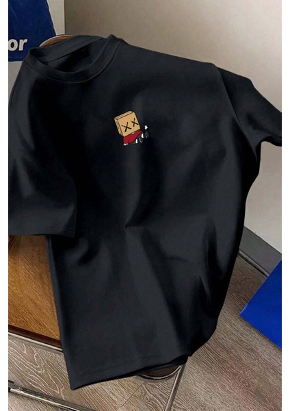 Kutu Kafa Baskılı Oversize T-Shirt
