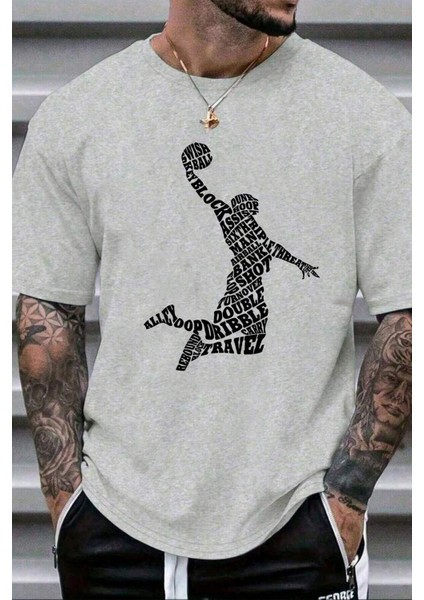 Basketbol Baskı Erkek Oversize T-Shirt
