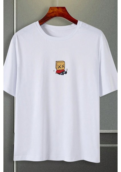 Kutu Kafa Baskılı Oversize T-Shirt