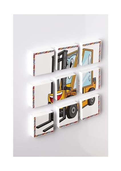 Manyetik Blok Çift Taraflı 9 Parçalı Mıknatıslı Kepçe - Forklift Puzzle - 2 Görsel Yapboz modelleri