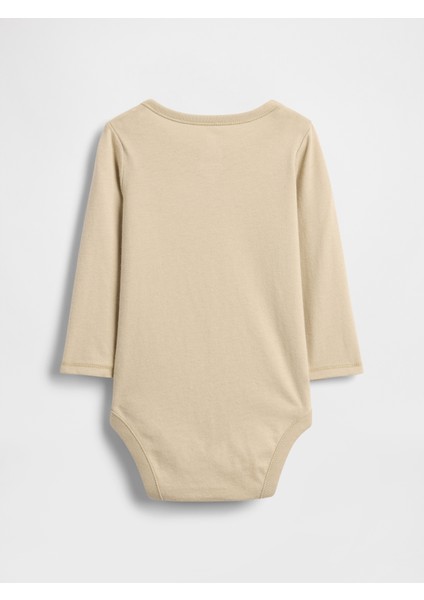 Bebek Koyu Bej First Favorites Organik Pamuk Grafik Bodysuit modelleri