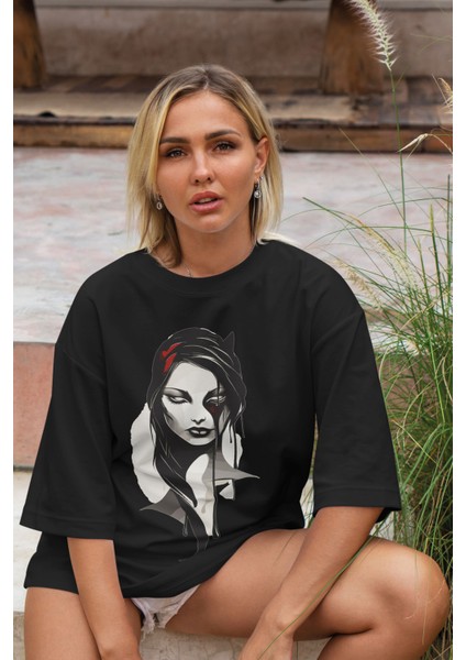 Kadın Baskılı Oversize T-Shirt
