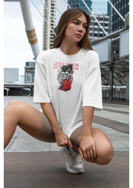 Lucifer Baskılı Oversize T-Shirt