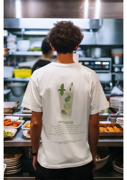Erkek/kadın Oversize Mojito Sırt Baskı Detaylı T-Shirt