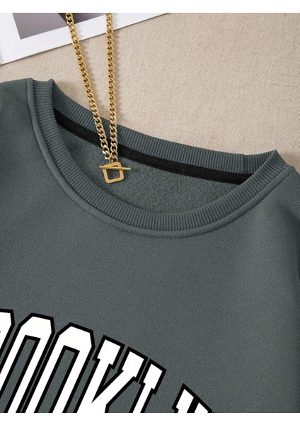 Brooklyn Baskılı Oversize Sweatshirt fiyatları