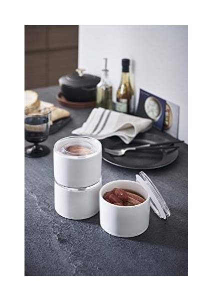 Ev Seramik Yiyecek Saklama Kondansatörleri/kutular, Hava Geçirmez Kapaklı, Beyaz, Tek Boyut