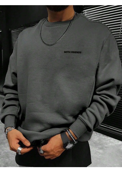 With Friends Baskılı Oversize Sweatshirt