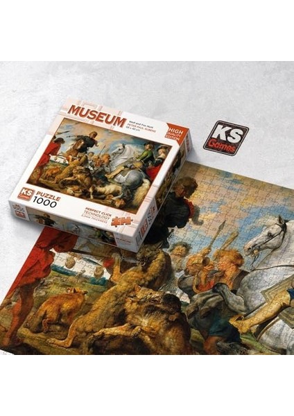 20666 Wolf And Fox Hunt 1000 Parça Puzzle -Ks Puzzle modelleri