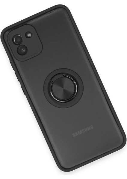 Buğz Samsung Galaxy A03 Kılıf Montreal Yüzüklü Silikon Kapak - Siyah modelleri