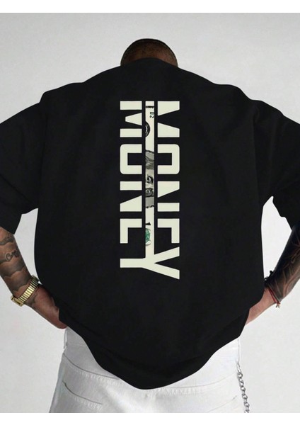 Erkek Oversize Money Sırt Baskılı T-Shirt Rahat ve Şık Tasarım