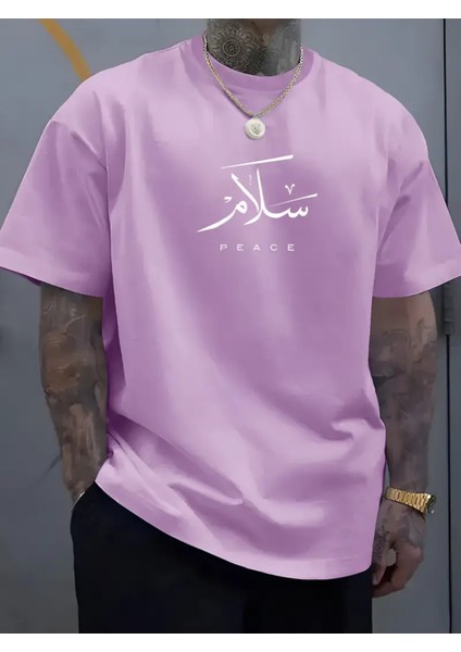 Peace Baskılı Erkek Oversize T-Shirt Rahat ve Şık Tasarım