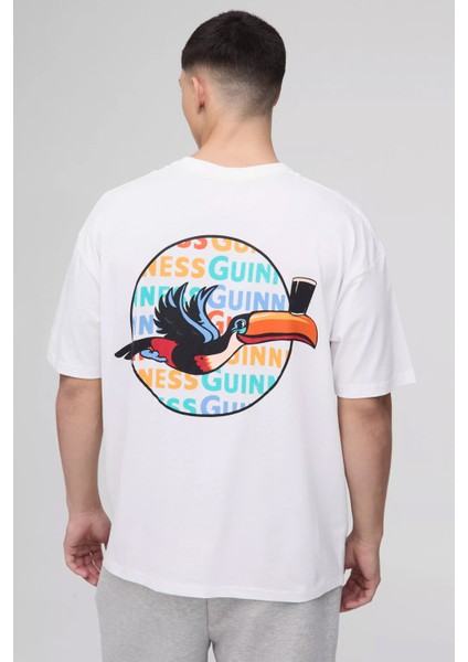 Guınness Baskılı Oversize Erkek T-Shirt - Rahat ve Şık Tasarım