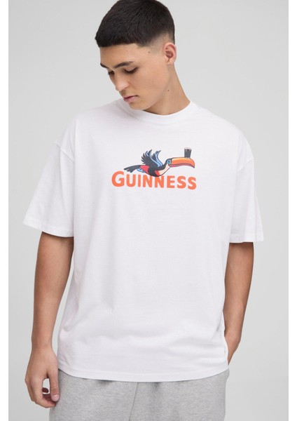 Guınness Baskılı Oversize Erkek T-Shirt - Rahat ve Şık Tasarım fiyatları