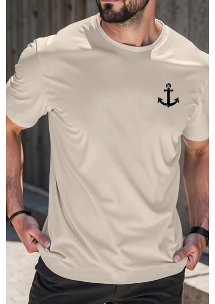 Çapa Baskılı Erkek Oversize T-Shirt