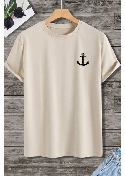 Çapa Baskılı Erkek Oversize T-Shirt modelleri