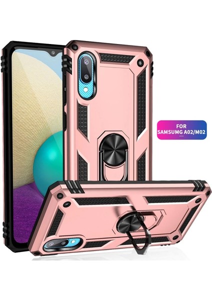 Buğz Samsung Galaxy A02 Kılıf Sofya Yüzüklü Silikon Kapak - Rose fiyatları