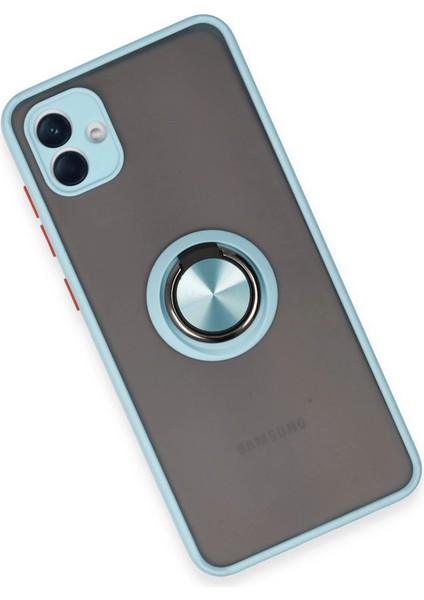 Buğz Samsung Galaxy A04 Kılıf Montreal Yüzüklü Silikon Kapak - Buz Mavi modelleri