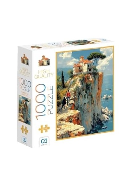 Tepedeki Ev 1000 Parça 2,2mm Kalınlık 48X68CM Profesyonel Hobi Puzzle Yapboz Serisi