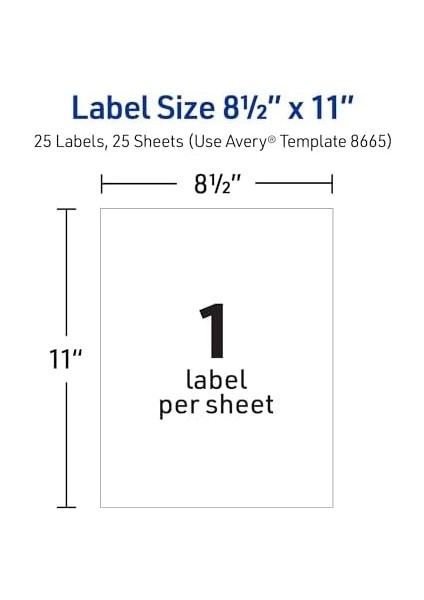 Mürekkep Püskürtmeli Yazıcılar Için Mat Buzlu Şeffaf Tam Sayfa Etiketleri, 8,5 Inç x 11 Inç, 25 Etiket (8665) fiyatları