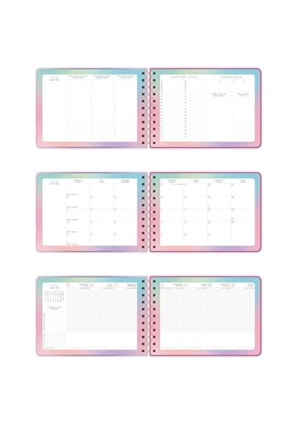 2026 Dikey Haftalık Ajanda - Yatay A5 Formda Spiralli Sert Kapak Haftalık Ajanda 21X15 cm