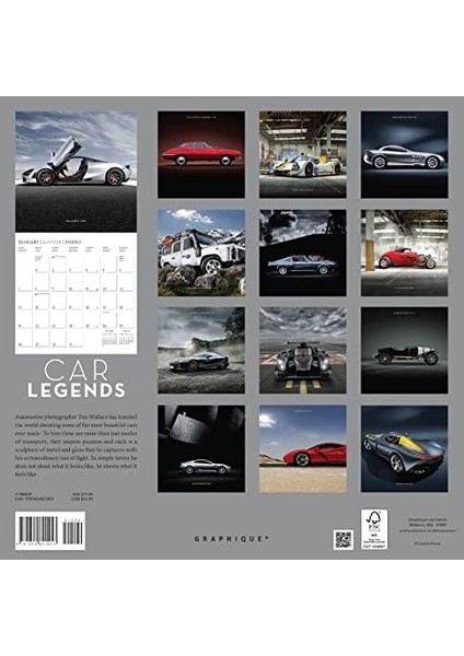 2024 Araba Efsaneleri Duvar Takvimi | 12 "x 12" | Kalın Kağıt | Ev ve Ofis Düzenleyici | Büyük Aylık Izgara | 3 Dil ve Işaretli Tatil | 2025 Için 4 Aylık Önizleme Sayfası