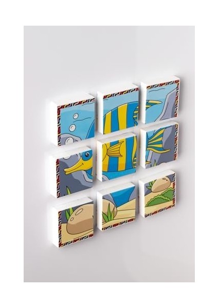 Manyetik Blok Çift Taraflı 9 Parçalı Mıknatıslı Melek Balığı - Balon Balığı Puzzle - 2 Görsel Yapboz modelleri