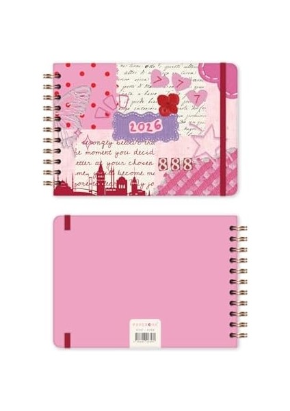 2026 Dikey Haftalık Ajanda - Yatay A5 Formda Spiralli Sert Kapak Haftalık Ajanda 21X15 cm Kolaj modelleri