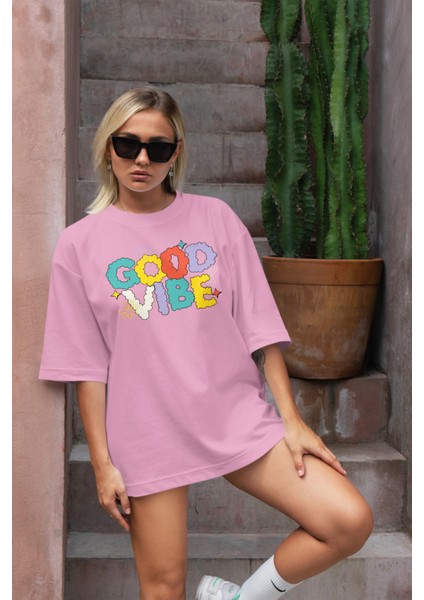Good Vibe Baskılı Kadın Oversize T-Shirt fiyatları
