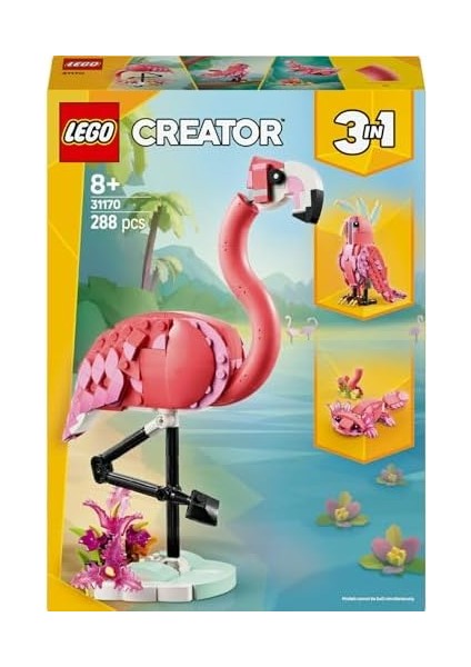 Creator 3'ü 1 Arada Vahşi Hayvanlar: Pembe 31170 - 8 Yaş ve Üzeri Kız ve Erkek Çocukları Için Kakadu Papağanı Veya Aksolotl'a Dönüşebilen Yaratıcı Oyuncak Seti, Hediye Fikri (288 Parça)