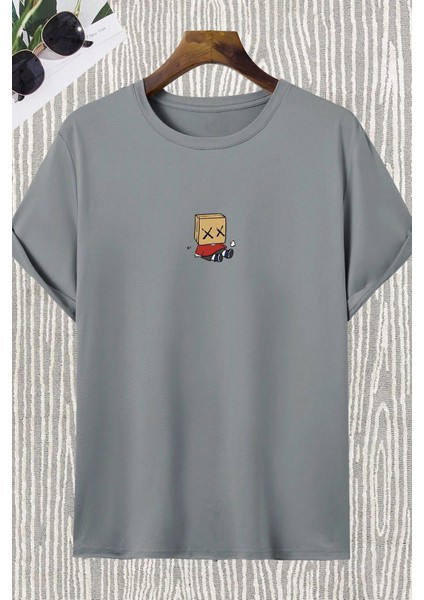 Kutu Kafa Baskılı Oversize T-Shirt