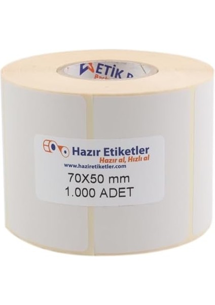 Hazır Al Hızlı Al Kuşe Etiket 70MM x 50MM Ruloda 1000 Adet 40MM Çapında Baskısız Barkod Yazıcı Etiketi fiyatları