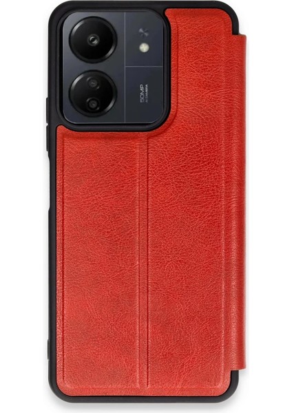 Buğz Newface Xiaomi Redmi 13C Kılıf Flip Cover - Kırmızı