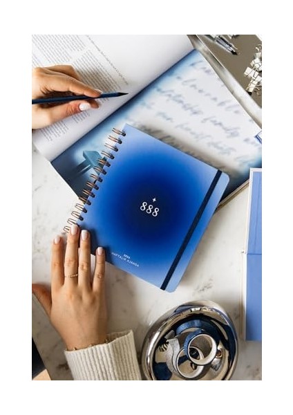 2026 18X20 Spiralli Haftalık Kare Ajanda 12 Aylık - Mavi