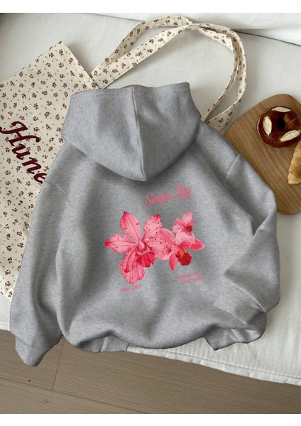 Kadın Kapüşonlu Simple Joy Sırt Baskılı Oversize Hoodie - Sokak Stili - Günlük Kombin