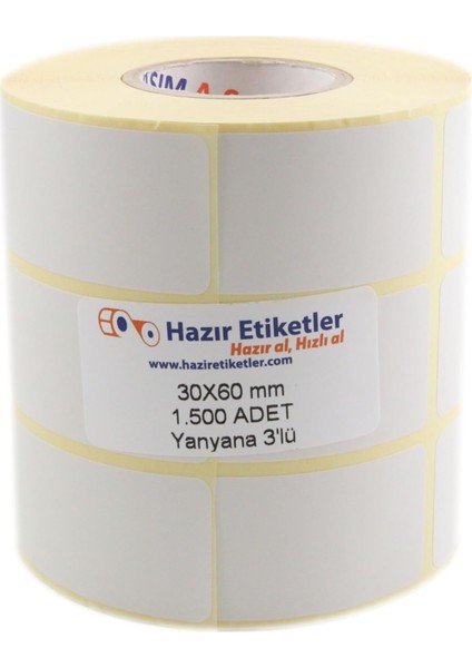 , Hazır Al Hızlı Al Pp Opak Etiket 30MM x 60MM 1500 Adet Yan Yana 3 Lü modelleri