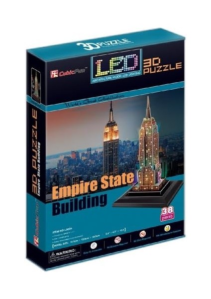 Cubicfun 3D 38 Parça Puzzle Empire State Binası Abd LED Işıklı modelleri