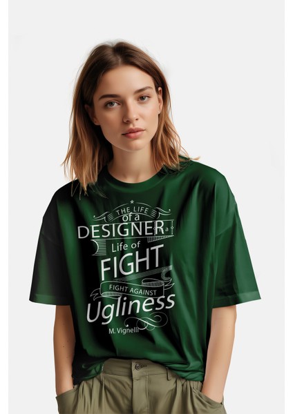 Designer Baskılı Oversize T-Shirt